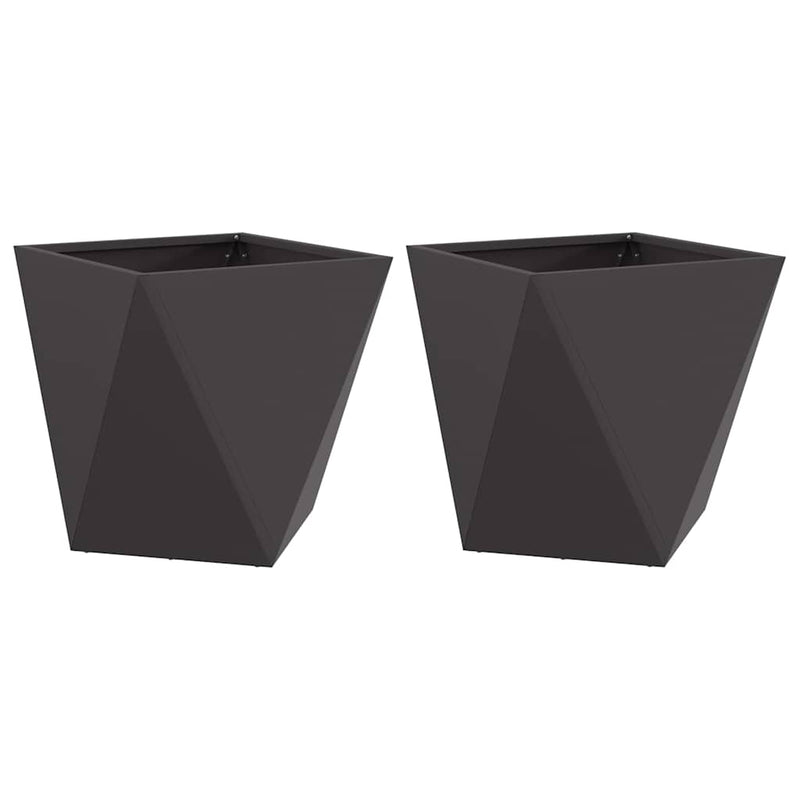 Afbeelding laden in galerijviewer, Vidaxl plantenbak 2 pcs zwart 40 x 40 x 40 cm staal
