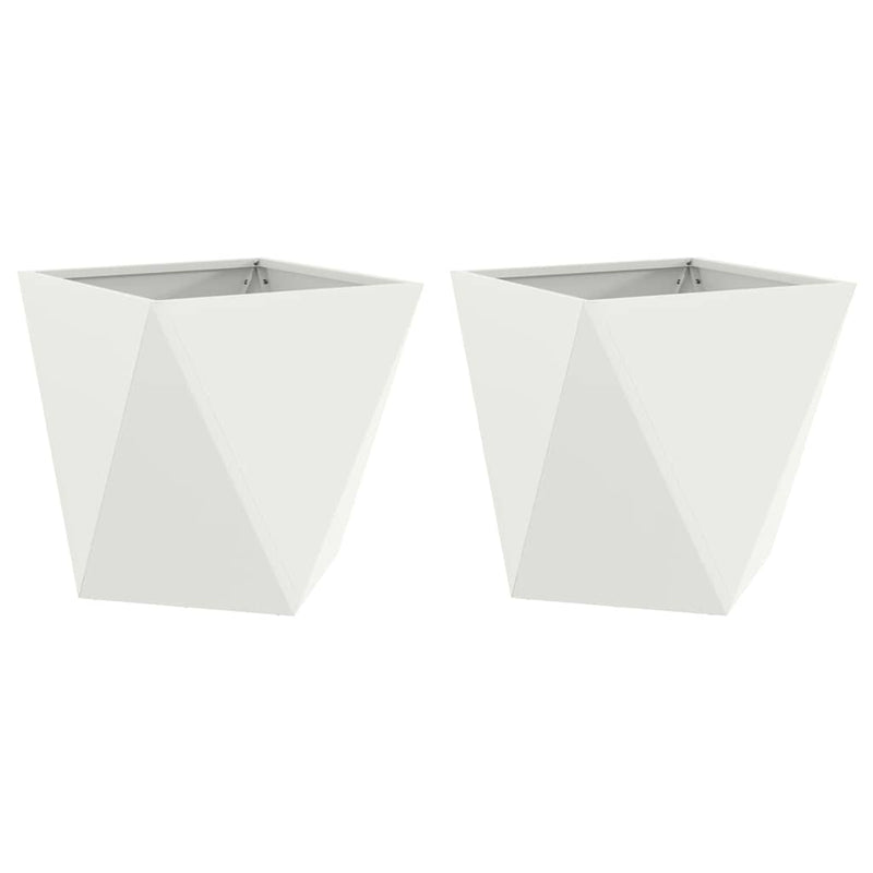 Afbeelding laden in galerijviewer, Vidaxl plantenbak 2 pcs wit 40 x 40 x 40 cm staal
