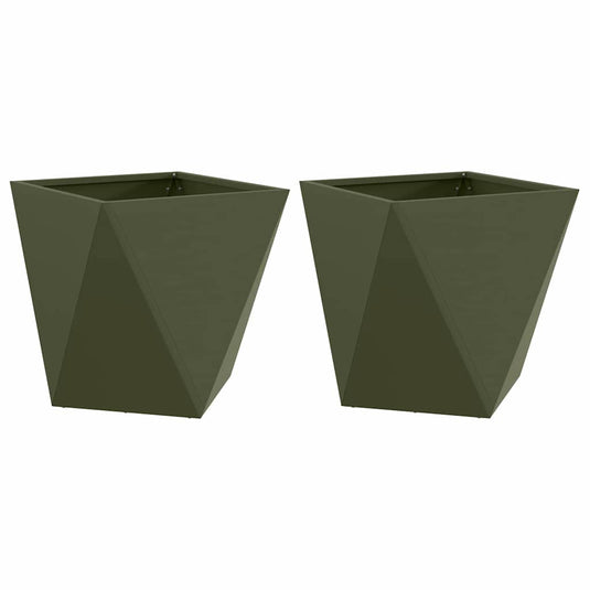 Vidaxl plantenbak 2 pcs olijf groen 40 x 40 x 40 cm staal