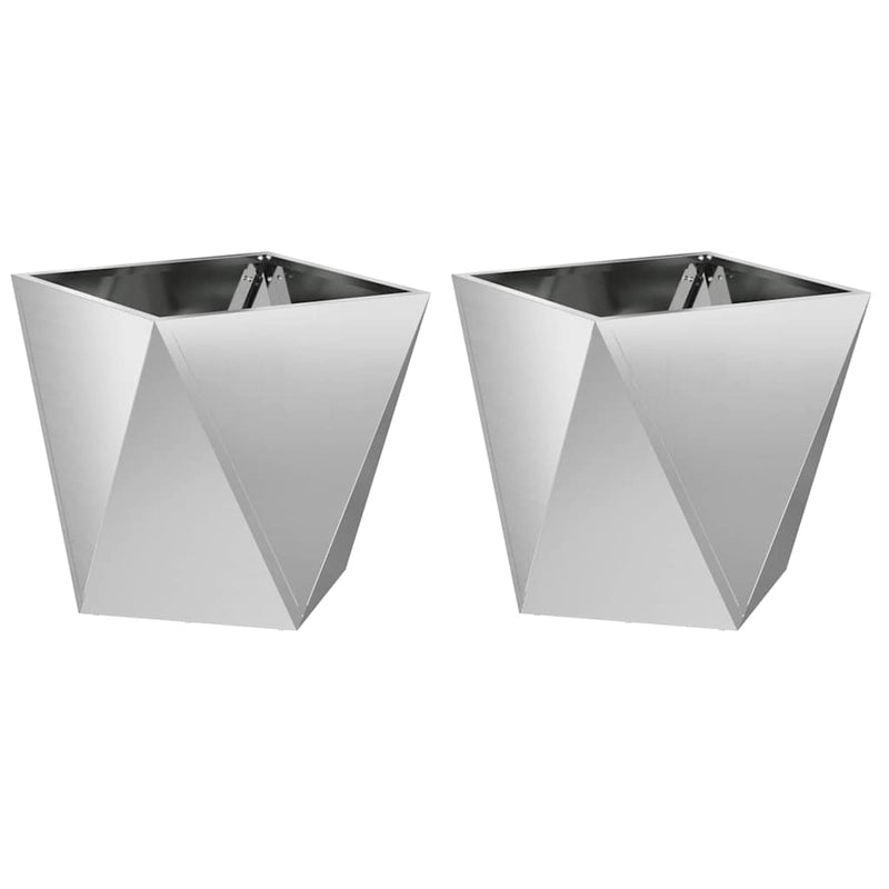 Afbeelding laden in galerijviewer, Vidaxl plantenbak 2 pcs zilver 40 x 40 x 40 cm gegalvaniseerd staal
