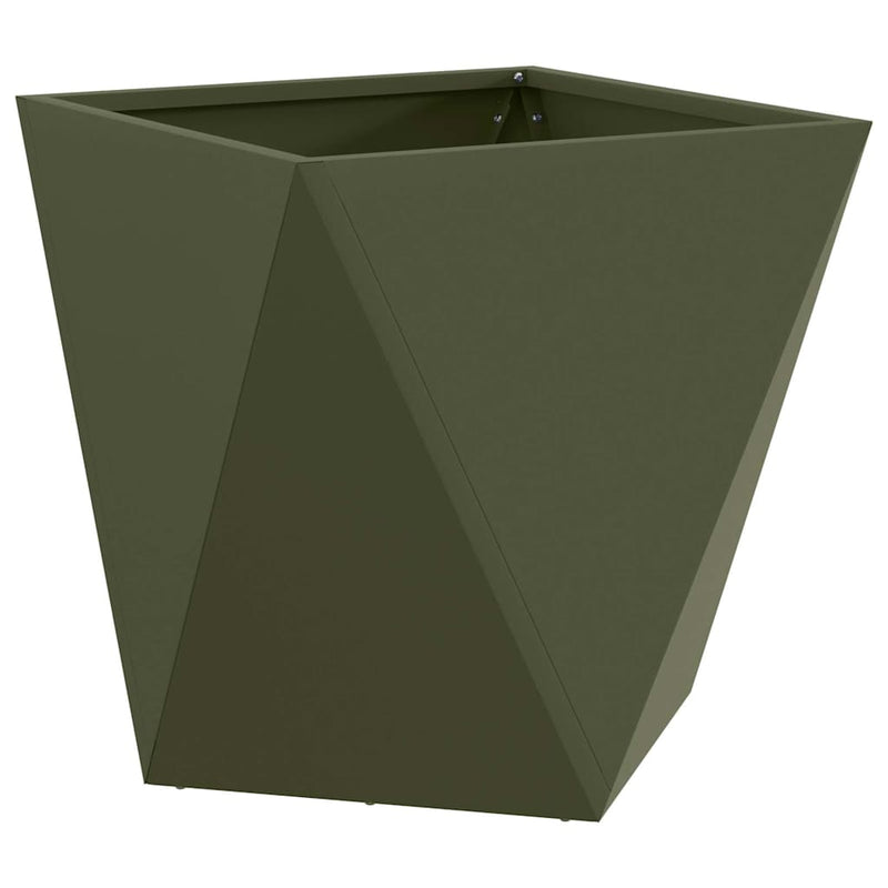 Afbeelding laden in galerijviewer, Vidaxl plantenbak olijf groen 50 x 50 x 50 cm staal
