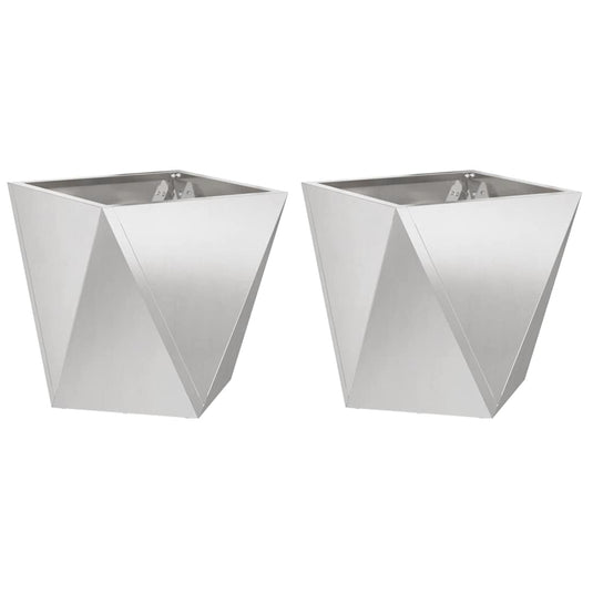 Vidaxl plantenbak 2 pcs zilver 50 x 50 x 50 cm roestvrij staal