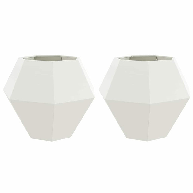 Afbeelding laden in galerijviewer, Vidaxl plantenbak 2 pcs wit 100 x 100 x 80 cm staal
