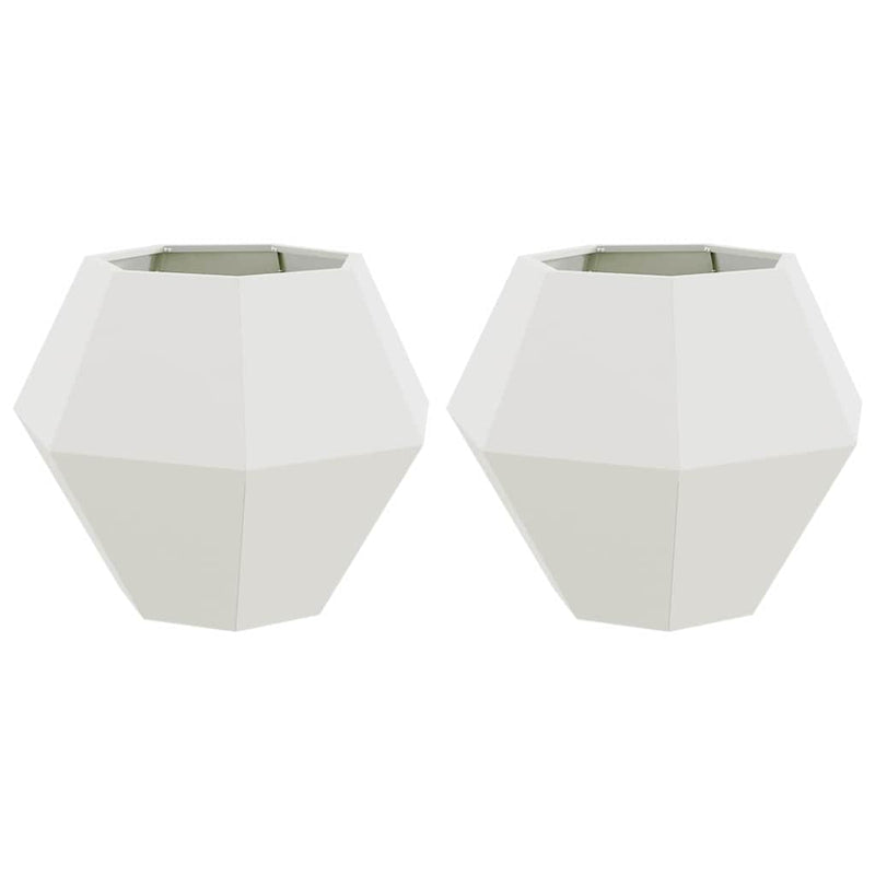Afbeelding laden in galerijviewer, Vidaxl plantenbak 2 pcs wit 75 x 75 x 60 cm staal
