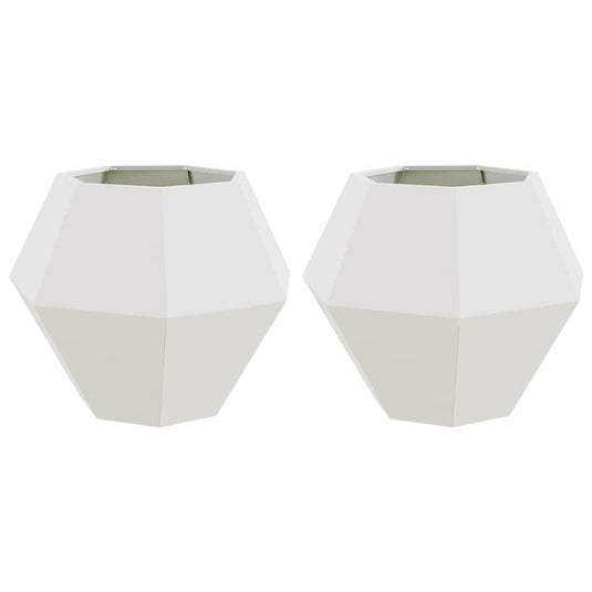 Vidaxl plantenbak 2 pcs wit 75 x 75 x 60 cm staal