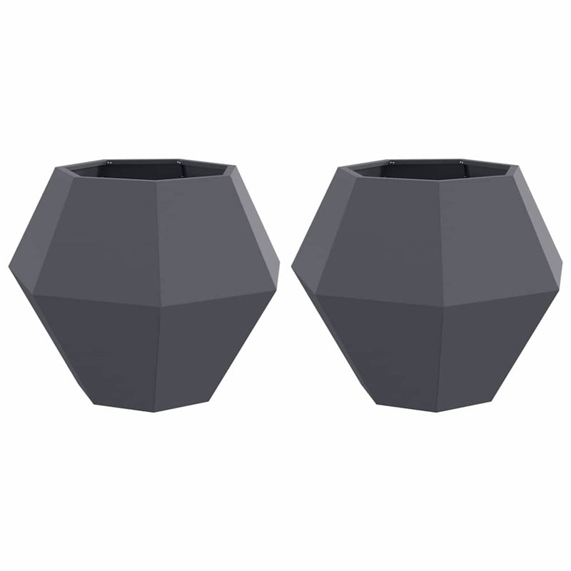 Afbeelding laden in galerijviewer, Vidaxl plantenbak 2 pcs antraciet 75 x 75 x 60 cm staal
