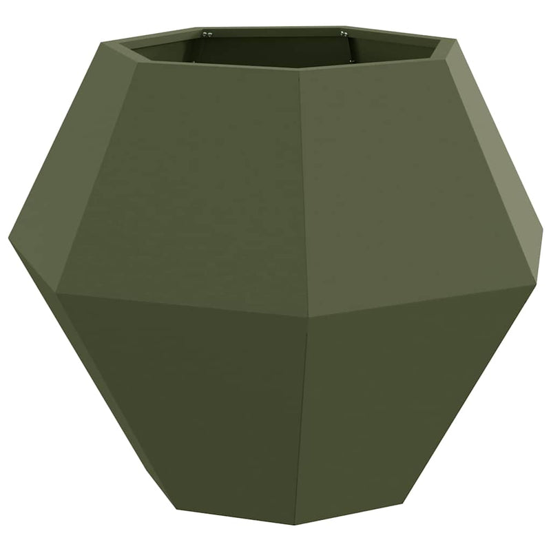 Afbeelding laden in galerijviewer, Vidaxl plantenbak olijf groen 75 x 75 x 60 cm staal

