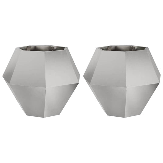Vidaxl plantenbak 2 pcs zilver 75 x 75 x 60 cm roestvrij staal