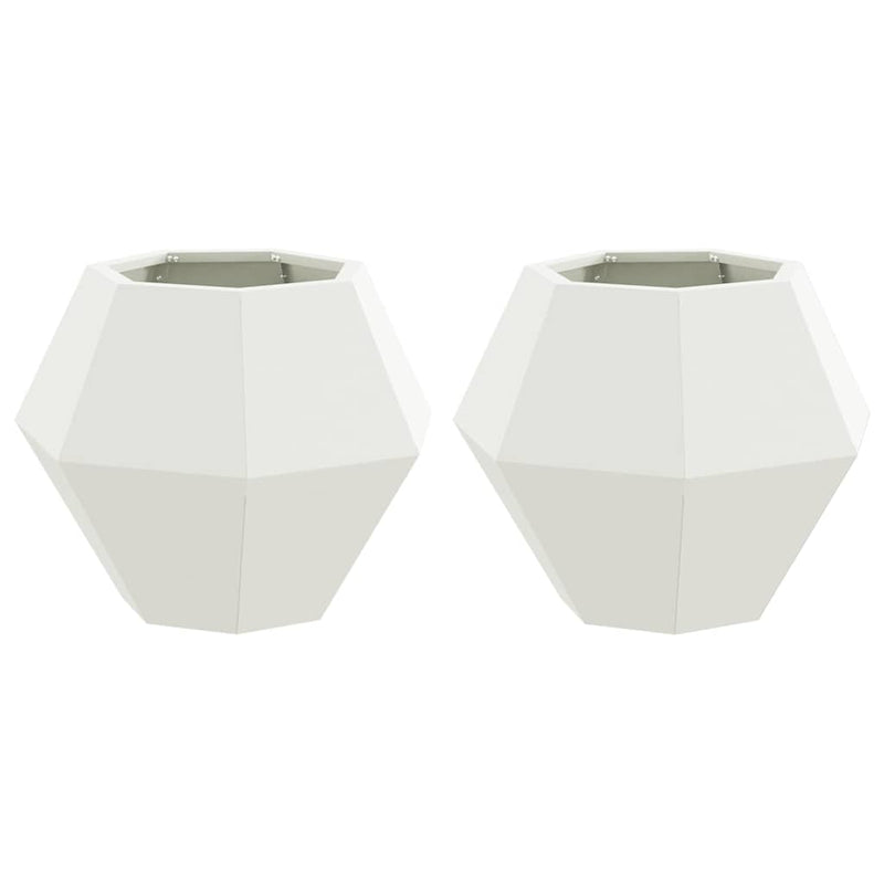 Afbeelding laden in galerijviewer, Vidaxl plantenbak 2 pcs wit 50 x 50 x 40 cm staal
