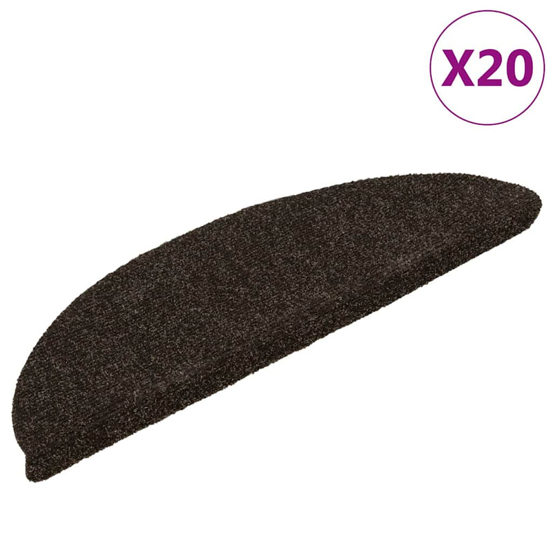 Afbeelding laden in galerijviewer, Vidaxl trapmatten zelfklevend 20 stuks 56x17x3 cm donkerbruin halfrond
