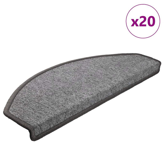 Vidaxl trapmatten 20 st 65x24x4 cm donkergrijs halfrond groot