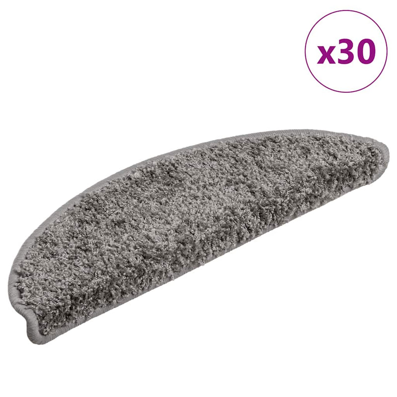 Afbeelding laden in galerijviewer, Vidaxl trapmatten 30 st 56x17x3 cm grijs halfrond
