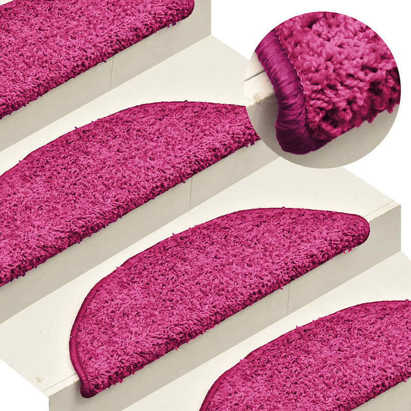 Afbeelding laden in galerijviewer, Vidaxl trapmatten 30 st 56x17x3 cm roze halfrond
