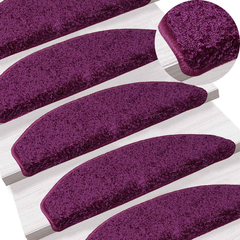 Afbeelding laden in galerijviewer, Vidaxl trapmatten 30 st 65x21x4 cm violet halfrond groot
