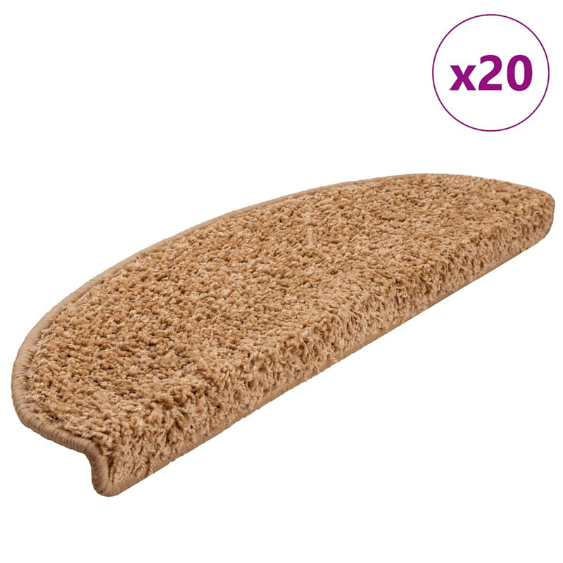 Afbeelding laden in galerijviewer, Vidaxl trapmatten 20 st 65x21x4 cm beige halfrond groot
