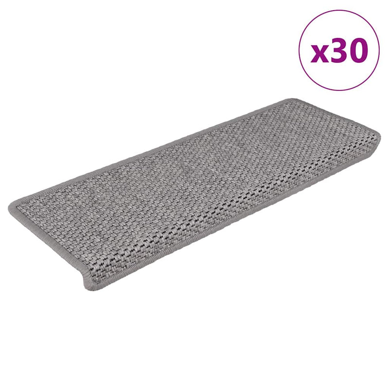 Afbeelding laden in galerijviewer, Vidaxl trapmatten zelfklevend sisal-look 30 st 65x21x4cm zilverkleurig
