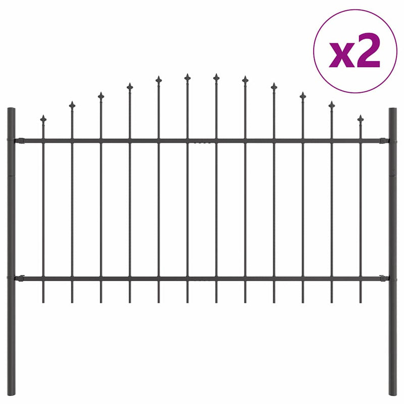 Afbeelding laden in galerijviewer, Vidaxl tuinhek 2 pcs grijs 170 x 140 cm gepoedercoat staal
