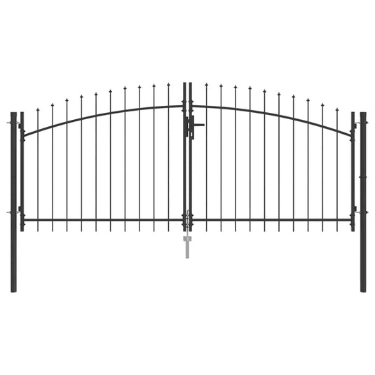 Vidaxl dubbele poort met slot grijs 299,5 x 199,5 cm staal
