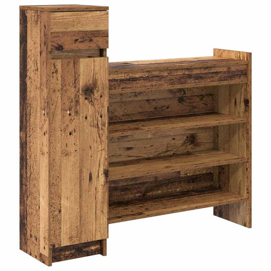 Vidaxl schoenenkast met lade oudhout 100,5 x 28 x 100 cm bewerkt hout