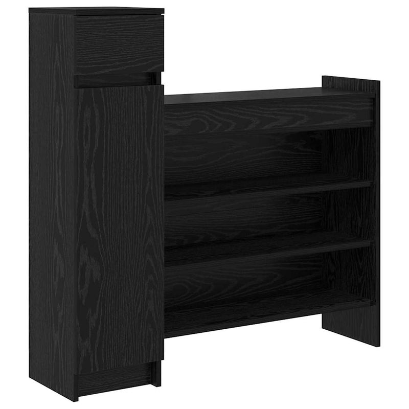 Afbeelding laden in galerijviewer, Vidaxl schoenenkast zwart eiken 100,5 x 28 x 100 cm bewerkt hout
