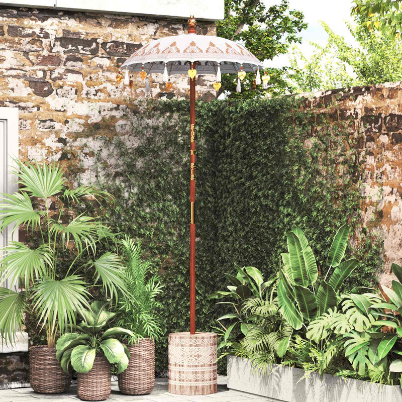 Afbeelding laden in galerijviewer, Vidaxl balinese parasol met basis crème 95 x 95 x 260 cm
