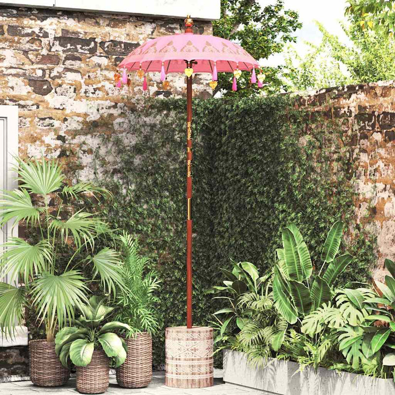Afbeelding laden in galerijviewer, Vidaxl balinese parasol met basis roze 95 x 95 x 260 cm
