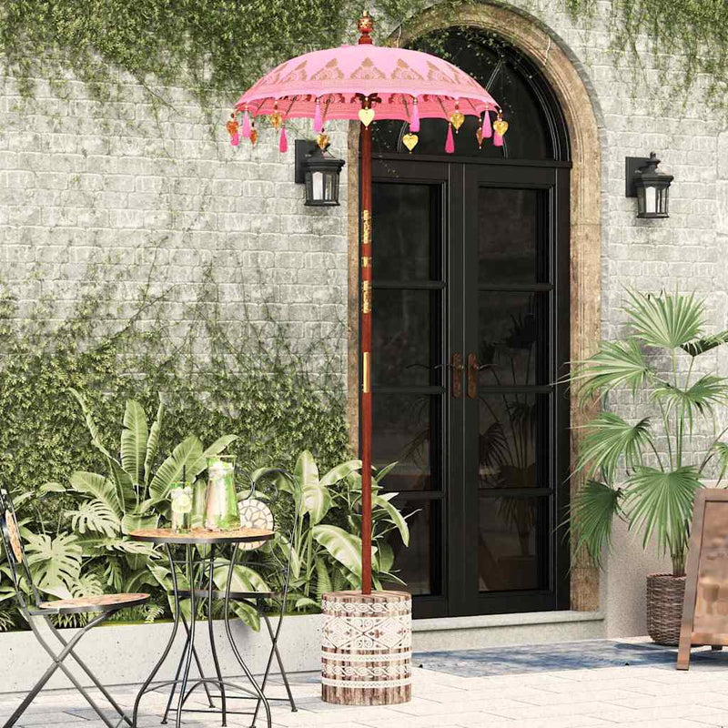 Afbeelding laden in galerijviewer, Vidaxl balinese parasol met basis roze 95 x 95 x 260 cm
