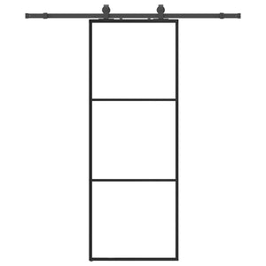 Vidaxl schuifdeur met beslagset 76x205 cm esg glas zwart