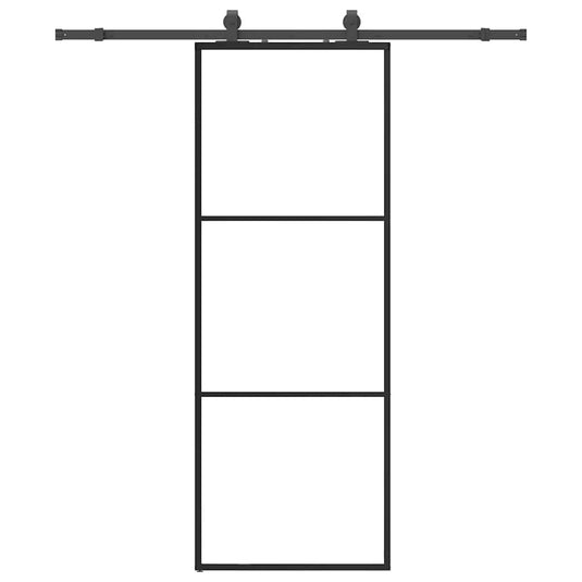 Vidaxl schuifdeur met beslagset 76x205 cm esg glas zwart