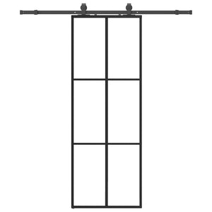Vidaxl schuifdeur met beslagset 76x205 cm esg glas zwart