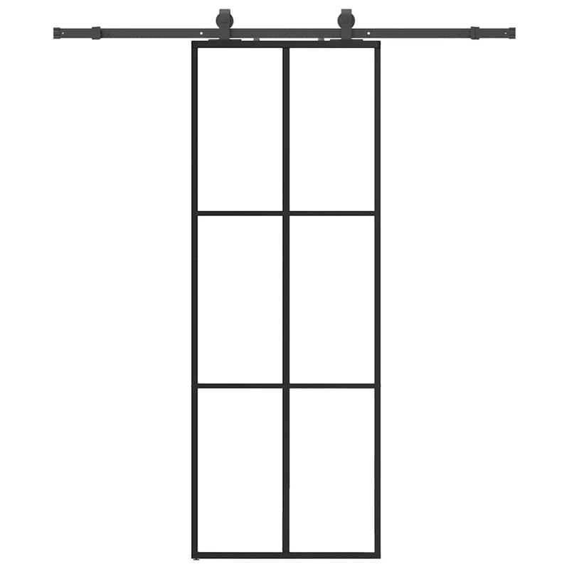 Afbeelding laden in galerijviewer, Vidaxl schuifdeur met beslagset 76x205 cm esg glas zwart
