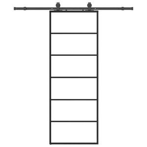 Vidaxl schuifdeur met beslagset 76x205 cm esg glas zwart