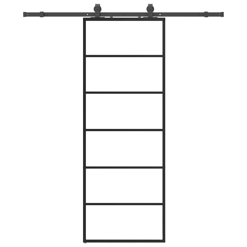 Afbeelding laden in galerijviewer, Vidaxl schuifdeur met beslagset 76x205 cm esg glas zwart
