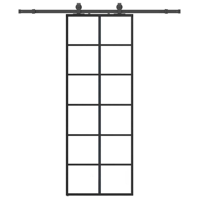 Afbeelding laden in galerijviewer, Vidaxl schuifdeur met beslagset 76x205 cm esg glas zwart
