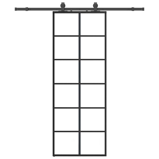 Vidaxl schuifdeur met beslagset 76x205 cm esg glas zwart