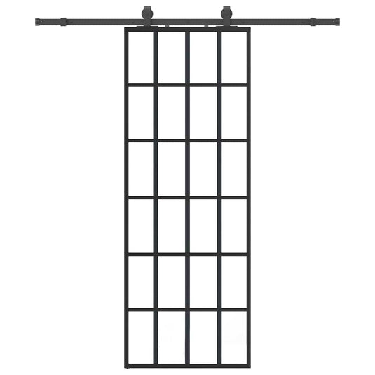 Vidaxl schuifdeur met beslagset 76x205 cm esg glas zwart