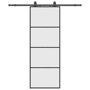 Vidaxl schuifdeur met beslagset 76x205 cm esg glas zwart