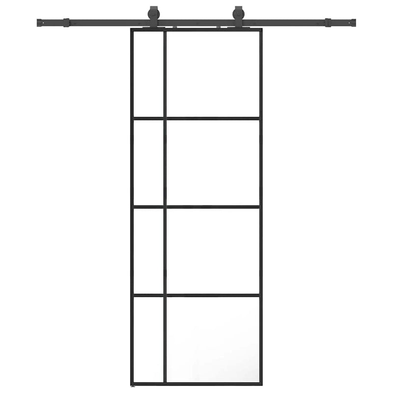Afbeelding laden in galerijviewer, Vidaxl schuifdeur met beslagset 76x205 cm esg glas zwart
