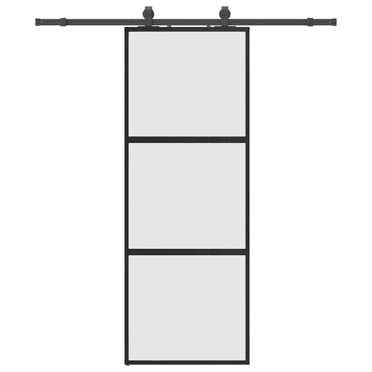 Vidaxl schuifdeur met beslagset 76x205 cm gehard glas zwart