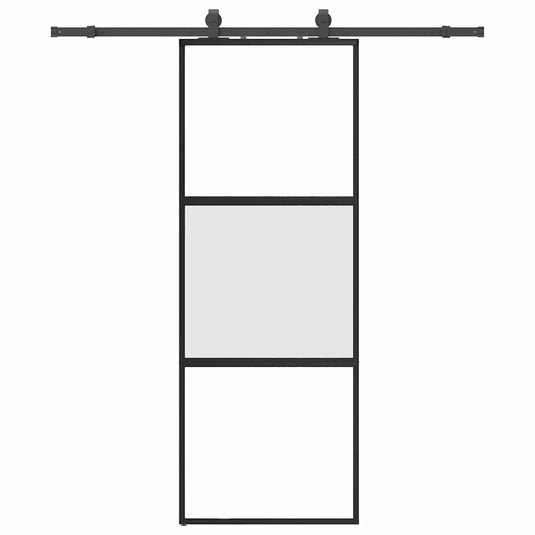 Vidaxl schuifdeur met beslagset 76x205 cm gehard glas zwart