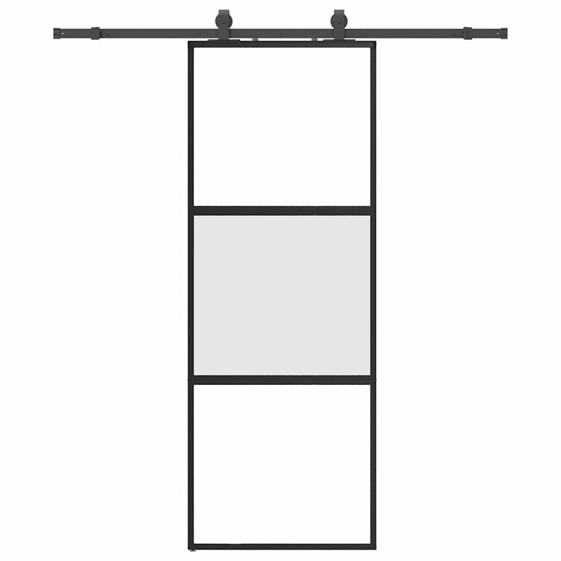 Afbeelding laden in galerijviewer, Vidaxl schuifdeur met beslagset 76x205 cm gehard glas zwart
