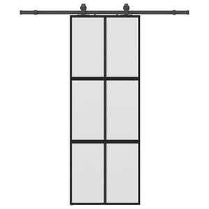 Vidaxl schuifdeur met beslagset 76x205 cm gehard glas zwart