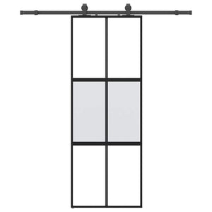 Vidaxl schuifdeur met beslagset 76x205 cm gehard glas zwart