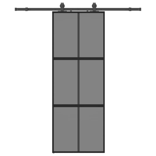 Vidaxl schuifdeur met beslagset 76x205 cm gehard glas zwart