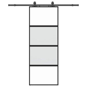 Vidaxl schuifdeur met beslagset 76x205 cm gehard glas zwart