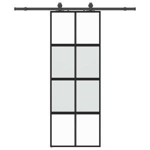 Vidaxl schuifdeur met beslagset 76x205 cm gehard glas zwart