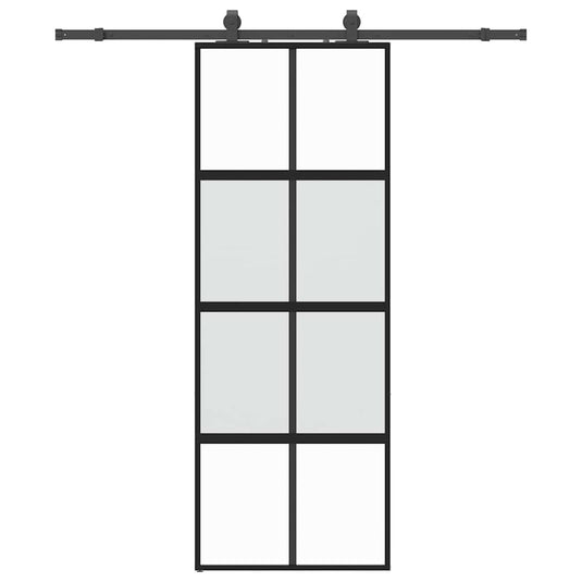 Vidaxl schuifdeur met beslagset 76x205 cm gehard glas zwart