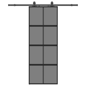 Vidaxl schuifdeur met beslagset 76x205 cm gehard glas zwart