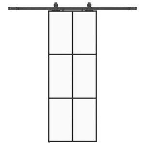 Vidaxl schuifdeur met beslagset 76x205 cm esg glas zwart