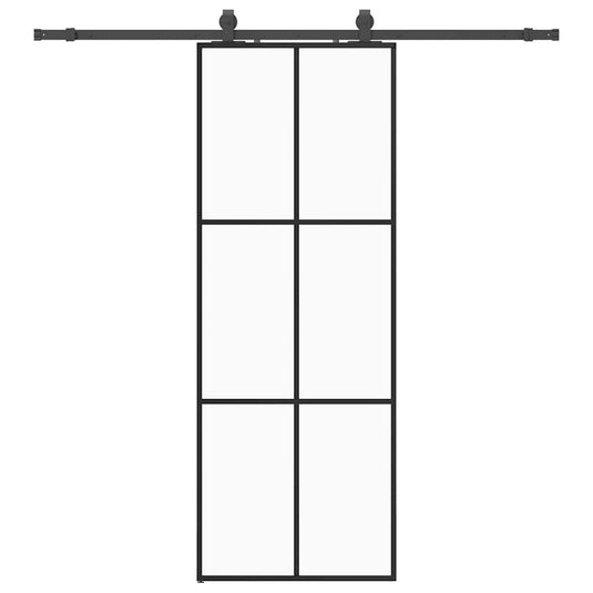 Vidaxl schuifdeur met beslagset 76x205 cm esg glas zwart
